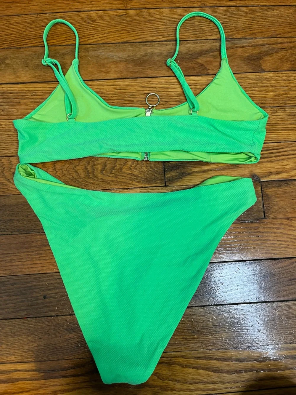 🛍️SALE Lovers + friends lime green zipped Chelsey bikini top M high cut bottom S - Picture 6 of 7